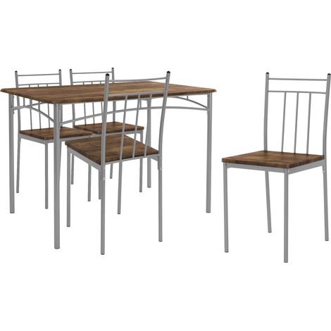 ML-Design Esstisch mit 4 Stühlen, Vintage, Essgruppe Set 5-tlg für 4 Personen, Holz, Esszimmerstühle mit Metallbeinen, Küchentisch Set, Esszimmergarnitur, Sitzgruppe für Esszimmer Wohnzimmer Küche