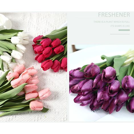 1 fleur artificielle de tulipe verte rose pour le printemps (1/2)