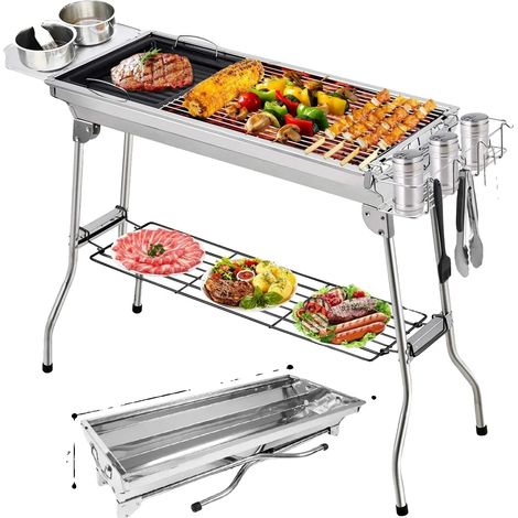 Parrilla de carbón, aleación de aluminio, tipo parrilla de carbón, acabado cromado, fácil de montar, fácil de limpiar. (1/5)