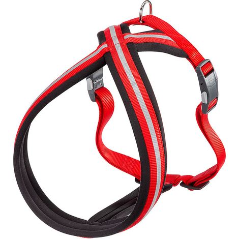 Ferplast DAYTONA CROSS P Harnais réfléchissante pour chiens avec boucle magnétique. Dans différentes couleurs et tailles.. Variante L - Misure: B: 70-96 cm 25 mm - Rouge