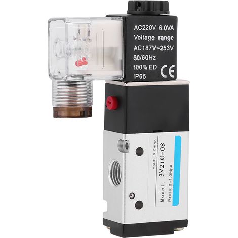 1 unité de vanne pneumatique électromagnétique 3/2, type G1/4, pression 0.15-0.8 MPa, tension AC220V (1/5)