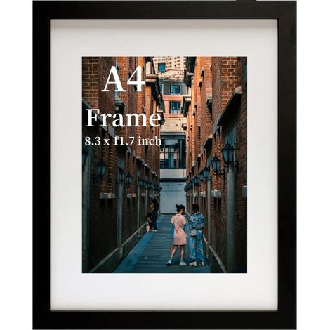 Cadre A4, Noir – Cadre Photo A4 21x29,7cm en Bois, Écran mural ou de bureau, Décoration Salon Chambre Bureau, Cadre Photo Personnalisé avec verre acrylique, Style Élégant et Polyvalent (1/5)