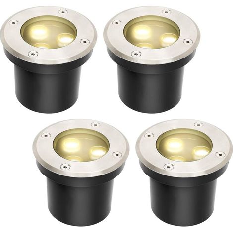 Spots encastrables au sol à LED, lot de 4 spots au sol ronds passables, éclairage au sol blanc chaud étanche IP67 pour éclairage de jardin et éclairage d'allée (1/5)