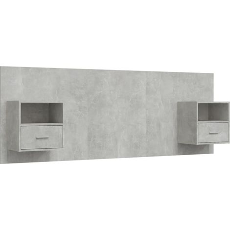 Testiera letto accessorio mobile camera da letto con mensola comodino integrata MDF grigio TDL0205816