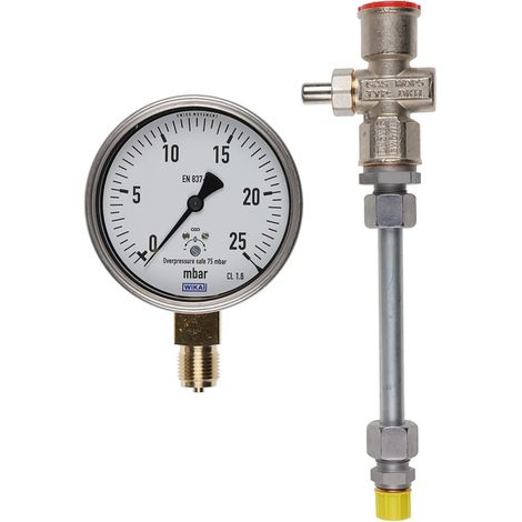 Manometer 0-25 mbar mit Druckknopfhahn Ausf. A G1/4 - 15133626762 von Weishaupt
