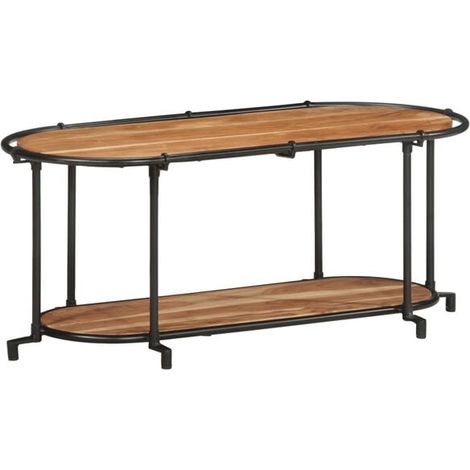 Meuble TV en Bois d'Acacia Massif 100x42x40 cm, Console de Salon Moderne avec Rangement, Design Scandinave Robuste et Élégant (1/5)
