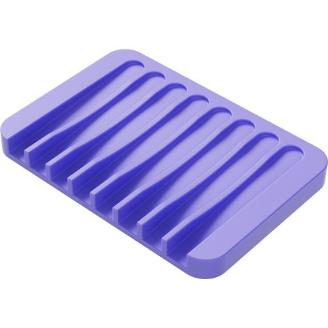 Seifenablage mit Wasserfall-Effekt, ideal für Bad, Küche oder Arbeitsplatte. Aus weichem Silikon gefertigt, hält sie Seifen trocken und ist leicht zu reinigen. 2er-Set, lila.