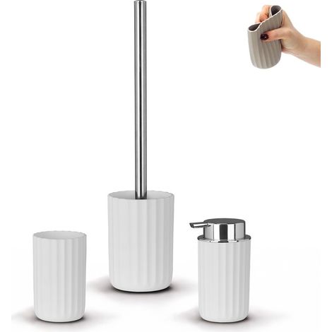 Set accessori bagno da 3 pezzi in gomma termoplastica bianca - Gummy
