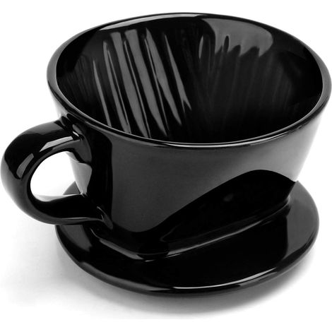 Kaffeefilterbecher, Einzelbecher-Kaffeetropfer Aus Schwarzer Keramik, Wiederverwendbarer Filtertropfhalter S (1/5)