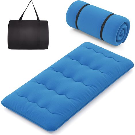COSTWAY 190 x 120 x 10cm Japanese Floor Mattress Futon Mattress Roll up Mattress-Navy (1/5)