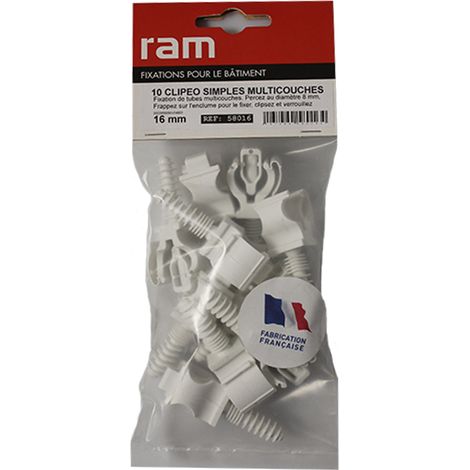 10 CLIPEO simple blanc pour tube multicouche nu Ø16 - RAM (1/4)