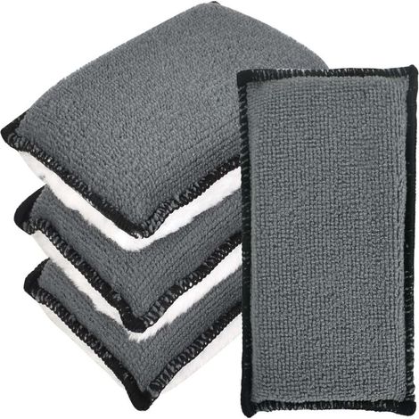 Set mit 4 Autoinnenreinigungsschwämmen, Mikrofaser-Scheuerschwämmen, Reinigungspads für die Reinigung von Kunststoff- und Ledersitzen.