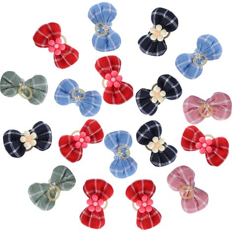 Cordon élastique avec nœud papillon en Polyester pour animaux de compagnie, accessoire de décoration pour couvre-chef pour chats et chiens, 20 pièces (1/5)