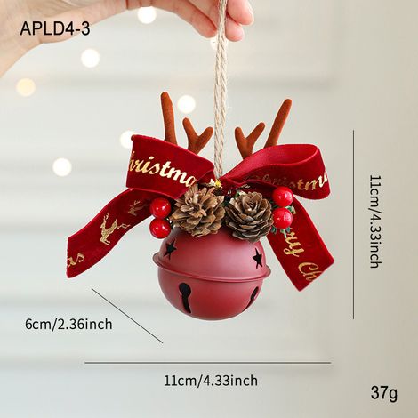 Ornements suspendus de Noël mixtes, bois de cerf rouge, cloches, nœuds et pommes de pin, décorations festives pour sapin, vitrine, intérieur et voiture (1/3)