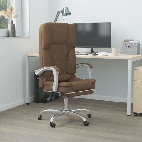vidaXL Silla de oficina reclinable con masaje de tela marrón (1/5)