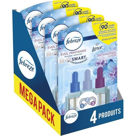 Febreze 3Volution Diffuseur Électrique de Parfum, 4 x 20ml, Eveil Printanier, Élimination Des Odeurs Maison (1/5)