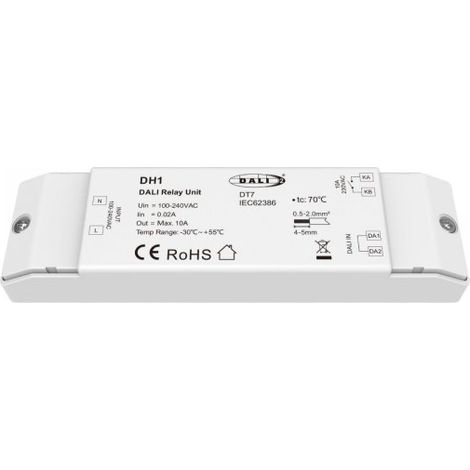 Interruttore DALI DT7, Relè 1 Canale con Contatto Pulito, Unità Relay per Luci e Carichi On Off 220V Max 10A, Zero Cross, DALI-2, Modulo Compatto