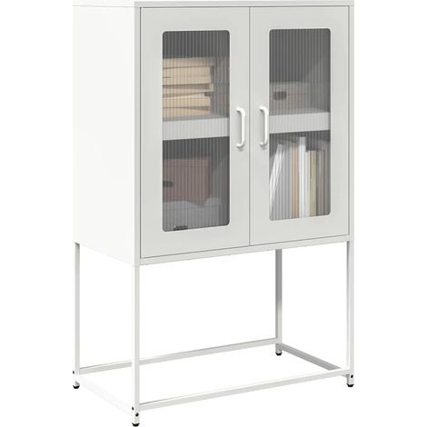 Highboard Weiß 68x39x107 cm Stahl