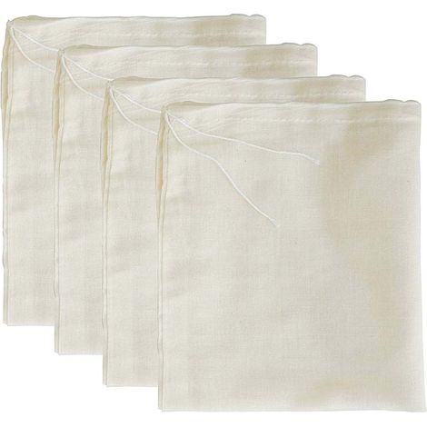 Sac À Fromage - Sac À Lait D'amande En Coton Bio Non Blanchi - Pour Filtration Café Cold Brew Yaourt Fromage Thé Jus - 10 x 12 Pouces - 4 Pièces (1/5)