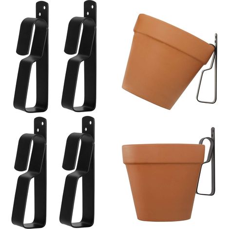 Support Jardiniere Balcon pour Pot en Terre Cuite, Accroche Plante Mural Caché, 10 à 23 cm Support de Pot de Fleur- 4 Pièces (1/5)