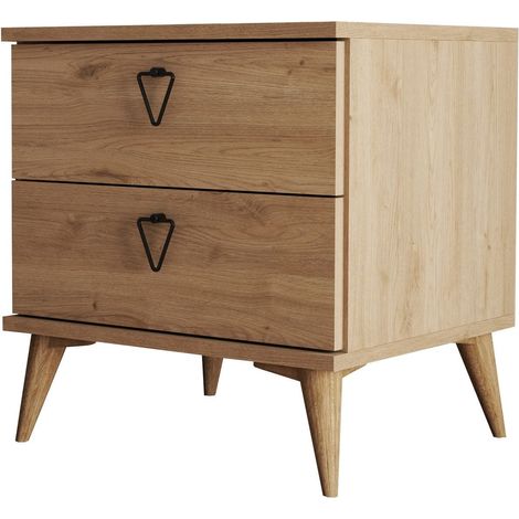 Table de chevet 2 tiroirs effet chêne 52 cm - Ardea