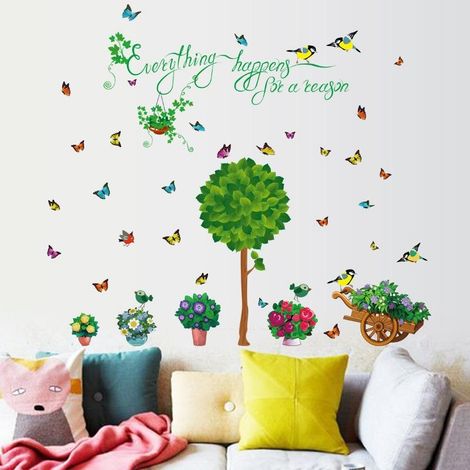 Sticker mural vert « Oiseau natal » Décoration intérieure Autocollant Papier peint Affiche artistique (1/4)
