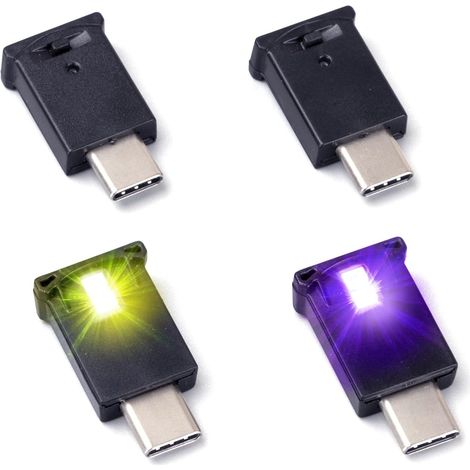 Mini USB Type C LED RGB Luminosité Réglable 8 Couleurs Changeables pour Voiture, Ordinateur Portable, Clavier. Atmosphère Smart Type C Veilleuse pour Décoration de Maison (Quantité: 4) (1/5)