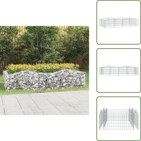 The Living Store Lit surélevé à gabions arqué 200x100x50 cm Fer galvanisé - Jardiniere En Gabion - Bordure De Jardin - Bac Acier - Décoration Extérieur - Pot Fleuri (1/5)