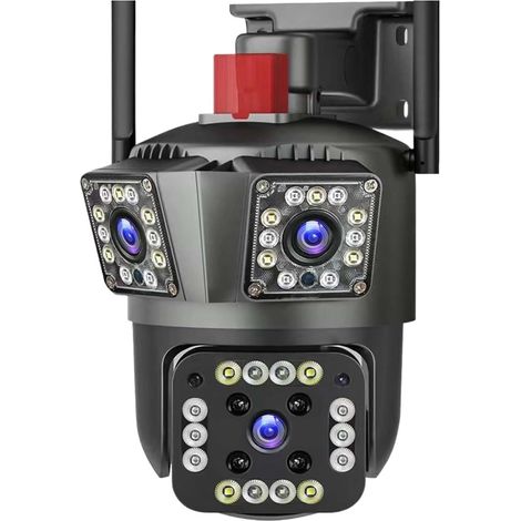 Caméra de sécurité à domicile Caméra IP HD 6K trois objectifs Zoom 8X caméra de sécurité extérieure PTZ suivi de mouvement caméra IP 4K système de caméra de vidéosurveillance for maison intellinte(6K (1/5)