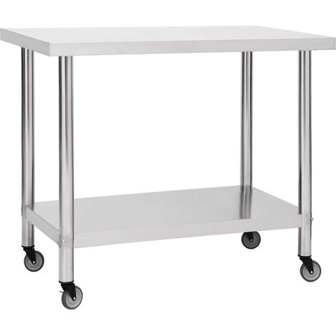 Table de travail de cuisine avec roues-Plan de travail de cuisine-Îlot de cuisine 80x60x85 cm Inox (1/5)