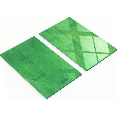 Juego de dos tablas de cocina de cristal y bamb煤 verde de 2x30x52 cm.