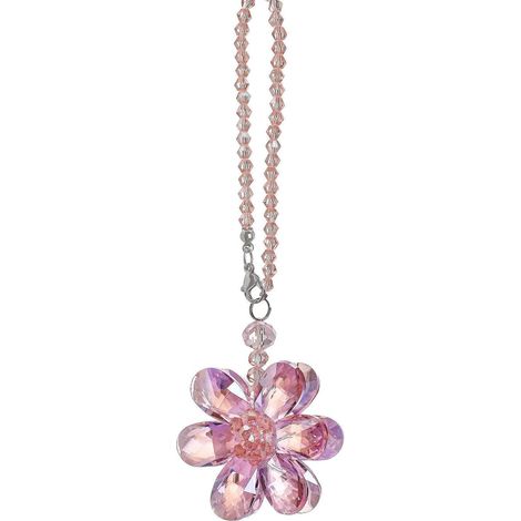 Décoration de rétroviseur de voiture en cristal rose fleur suspendue (1/5)
