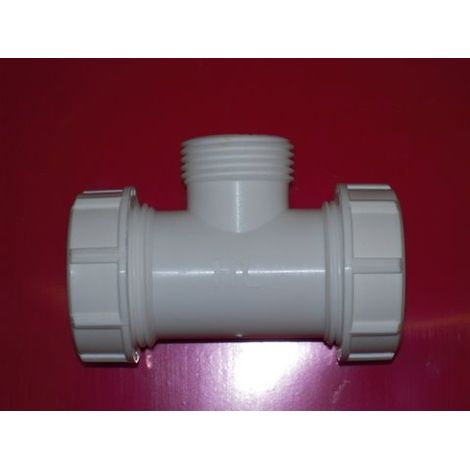 Raccordo T DN32x5/4'x1' con deflusso, dadi e guarnizioni