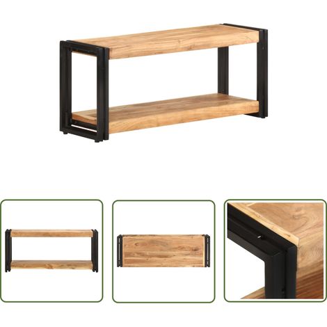 The Living Store Meuble TV 90x30x40 cm Bois d'acacia solide - Meubles Tv - Meuble Tv - Meuble Televison - Meuble Design - Meuble Industriel (1/5)