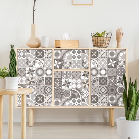 Stickers adhésif décoration Meuble - 30 STICKERS CARREAUX DE CIMENT MEUBLE AUTHENTIQUES JEVIANA - 30stickers10x10cm (1/5)