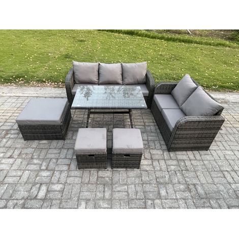 Fimous Ensembles de meubles de jardin 6 Pièces Ensemble de canapé en rotin extérieur Gris foncé mixte (1/5)
