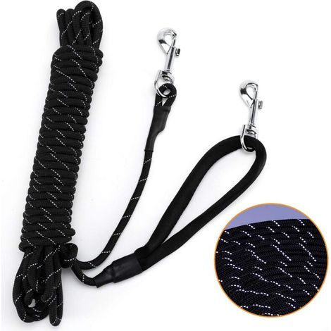 Longe pour Chien 5m, Longe Corde Dressage Réfléchissante, Longe d'attache Nylon pour Chien Petit/Moyen/Grand – Noir (1/5)