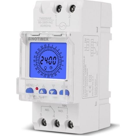 Horloge Électronique avec Affichage LCD - Minuterie Programmable 24h - Commutateur Analogique Intelligent - Rail DIN (1/5)