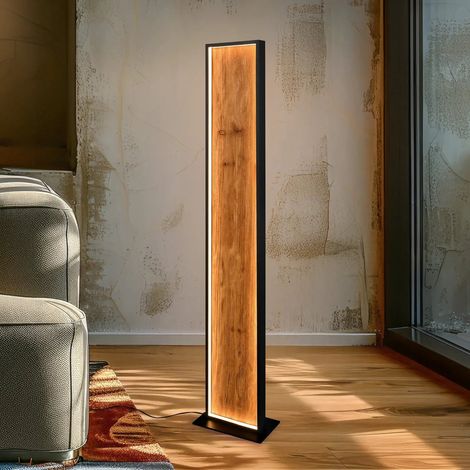 [GEBRAUCHT] B-Ware Trio Lighting Stehlampe Standlampe Led Holz Schwarz Metall Schalter Dimmbar