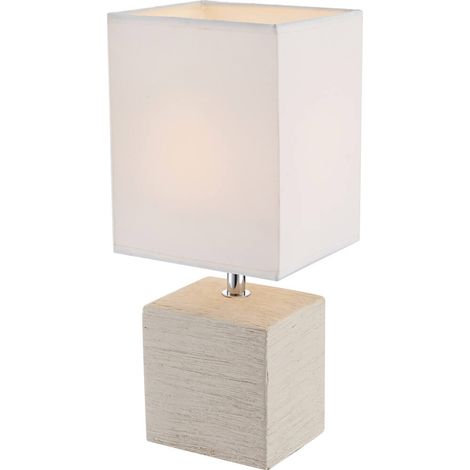 Lampe de table élégante Geri crème avec capuche blanche - 21675 (1/3)