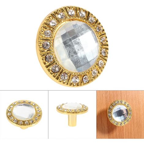 Lot de 10 boutons de porte/armoire en verre cristal transparent effet diamant (1/5)