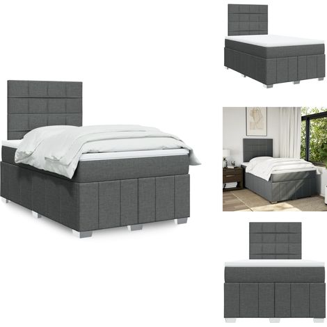 Sommier à lattes de lit avec matelas gris foncé 120x190cm tissu - Sommier À Lattes De Lit - Sommiers À Lattes De Lit - Lit - Meuble De Chambre À Coucher (1/5)