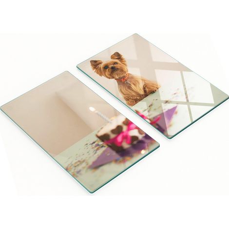 Küchenschneidebretter aus Glas mit Hunde- und Kuchenmotiv, 2 x 30 x 52 cm (1/5)