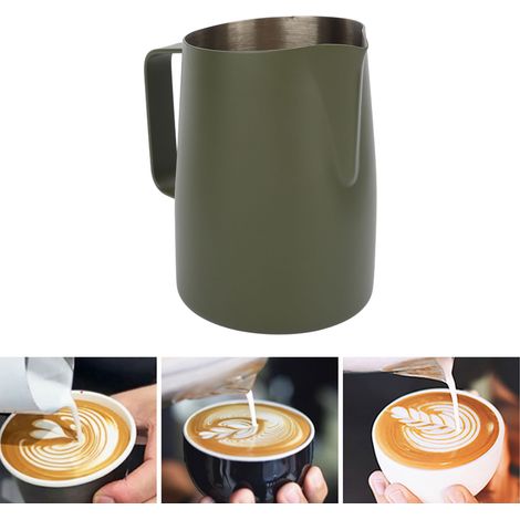 Pitcher à lait inox 450ML pour mousseur à lait, idéal pour latte, cappuccino et chocolat chaud, bec verseur incliné. (1/5)