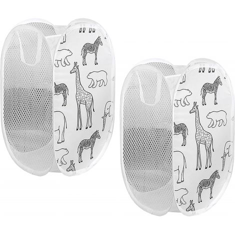 2 Paniers Linge Pliables Blancs 30x30x48cm (1/5)