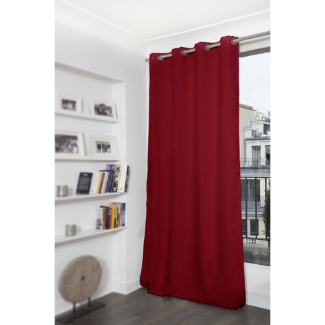 Rideau Grande hauteur Phonique Thermique et Occultant "Moondream" Rouge foncé 140x300 cm (1/4)