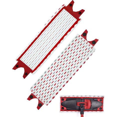 2 Têtes de Rechange en Microfibre pour Balai Plat et Serpillière, Nettoyage Réutilisable et Lavable pour Sol en Bois et Carrelage, Recharge Anti-Odeur pour Balai à Franges, Attache (1/5)