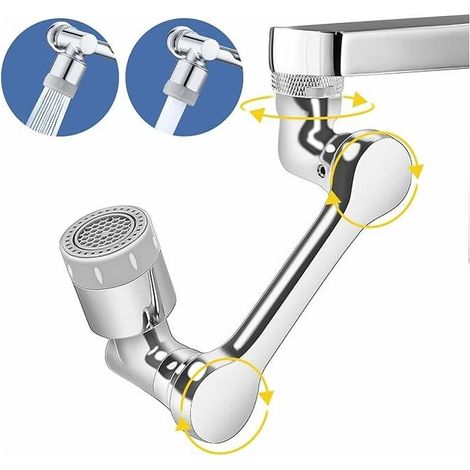 Mousseur Robinet, 1080 Degrés Aérateur de Robinet Pivotant, Aerator Splash Filter Faucet, 2 Modes Adaptateur Pour Robinets avec Diamètre de Filetage Mâle de 20/22/24mm (1/5)