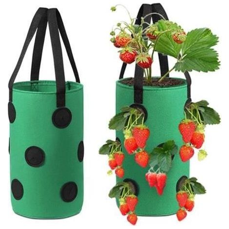 2 Pcs Strawberry Plant Bags, Hanging Grow Bags for Strawberries, Breathable Strawberry Grow Bags with Openings