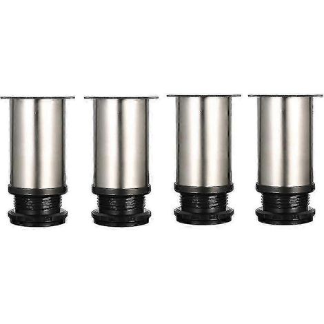 Ensemble de 4 pieds de meubles robustes et réglables, 8 cm, acier inoxydable brossé, 0-15 mm (1/5)